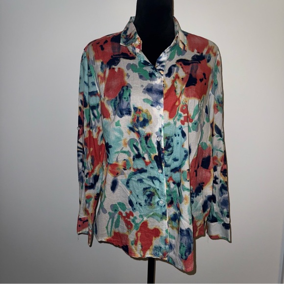 Nautica Multicolor Abstract Button Down Shirt Large - Picture 1 of 5